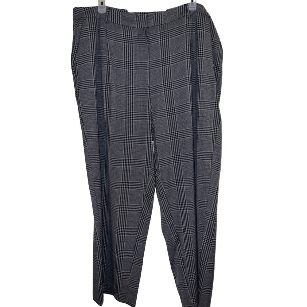 New Old Navy Plaid Black & White Wool Blend Trousers For Women 3X